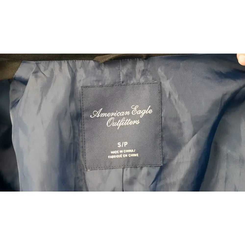 American Eagle Outfitters Lined Collarless Suit Blazer Black Womens Size Small
